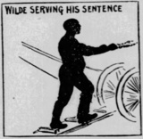 "Wilde Serving His Sentence." Illustration from The Chicago Tribune of Oscar Wilde undertaking hard labour in a British prison.